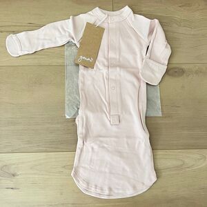 NWT Goumi Kids Rose Pink Baby Gown SZ NB Newborn Convertible Bamboo Sleeper Mitt